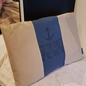 Latitude longitude anchor  Distressed canvas pillo